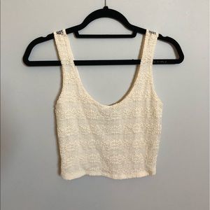 Cream lace crop top